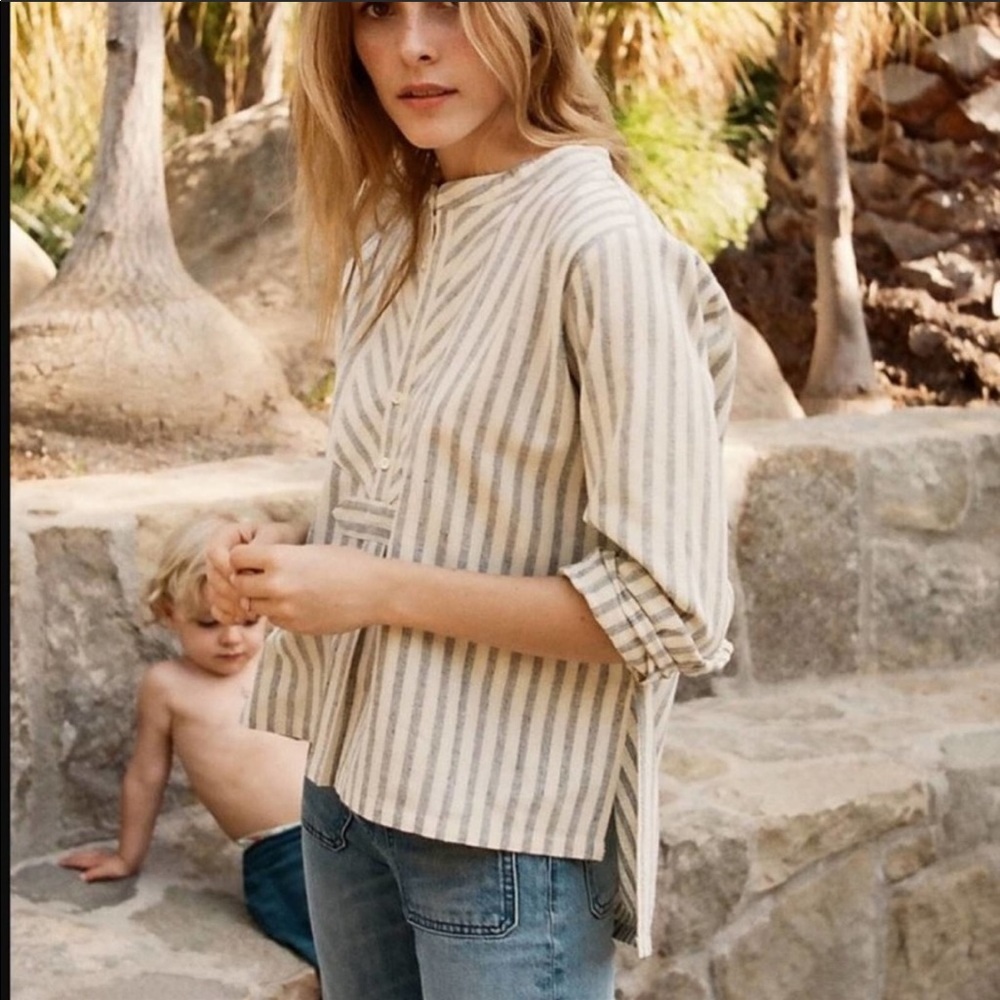 DOEN striped peasant blouse Silk M